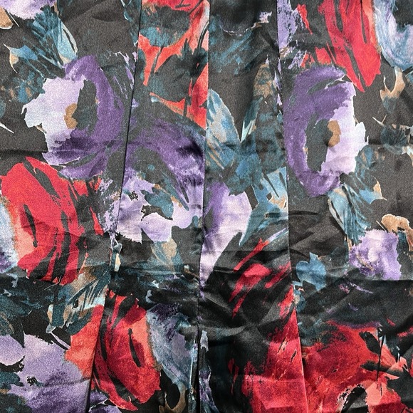 Jaclyn Black Red‎ FLORAL Skirt 14 Marilyn Monroe Sexy Secretary Kick Pleat Artsy - Picture 9 of 16